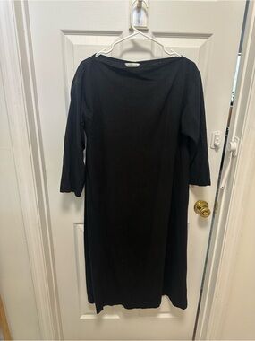 Elizabeth Suzann Black Silk Linen Women's Boatneck Dress